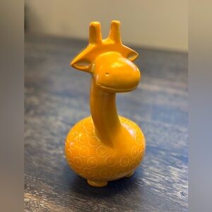 Cute soapstone giraffe figurine in yellow, Afrikiko Kisii, handcrafted in Kenya